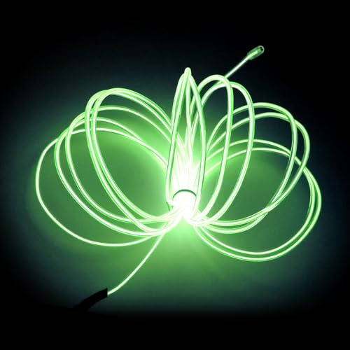 Balabaxer EL-Leuchtdraht fluoreszierendes Grün, 16,4 Fuß/5 Meter portable steuerungsbetriebene Neon-Lichtleiste, 360° schneidbare leuchtende Seilenlichter für Partys, Halloween und DIY-Dekoration.