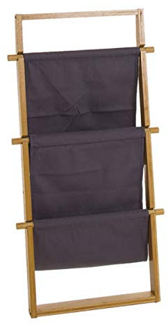Vidal Regalos Zeitungsständer Bambus mit Stoff Polyester Grau 90 cm
