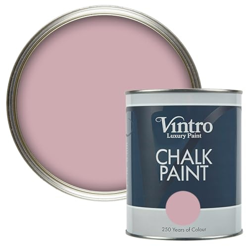 Vintro | Chalk Paint | Furniture Paint | Shabby Chic | Upcycle | Decorate | Ultra Matt Finish | 1L | Dusky Pink (Albert Bridge)
