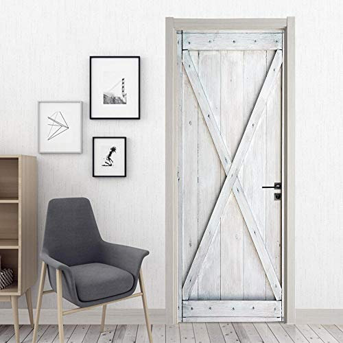 QCZNBL 3D Türaufkleber Türtapete Selbstklebend Türposter Weißes Minimalistisches Holz 88X200Cm Fototapete Türfolie wasserdichte Abnehmbare PVC Türtapete Innentür Schlafzimmer Küche Bad Home Deko
