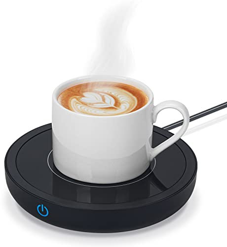 Coffee Mug Warmer, Electric Cup Warmer Smart Hot Plate Warmer Up to 80℃ for Desk,Coffee Warmers with Auto Shut Off & 3 Temperature Settings for Heating Coffee,Tea,Milk,Cocoa (Black, No Mug)