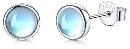 Finrezio 925 Sterling Silber Ohrringe für Damen Mondstein Opal Türkis Schwarz Ohrstecker für Mädchen Hypoallergene Ohrringe Geschenk Weihnachten Valentinstag