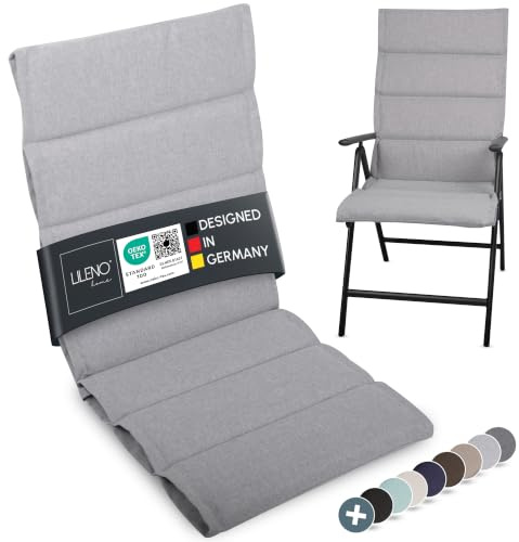 LILENO HOME Gartenstuhl Auflagen als [1er Set - Hochlehner] in Silber | bequeme Liegen als Sitzauflagen für Gartenmöbel - Stuhlkissen für Gartenstühle und Klappstühle