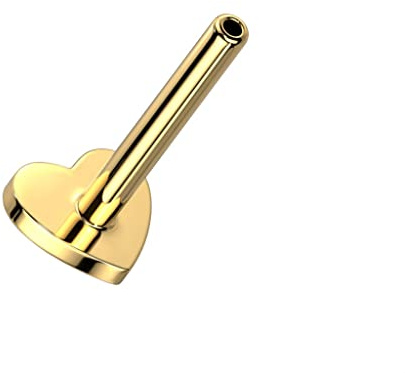 Paula & Fritz® Push-In ERSATZ Labret Stud Stab Silber Gold Titan-IUM Grade 23 Gewindelos Kombinierbar Threadless Press-Fit Herz-Sockel Madonna Medusa