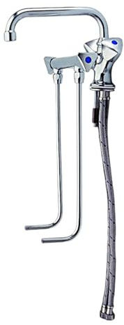Gastro Spülbeckenhahn Hochdruck Mischbatterie Wasserhahn BieTal® Profi Spültischarmatur mit 2x 30 cm Unterspülung 2 Becken für Gastronomie & Großküche - Schwenkbarer Auslauf