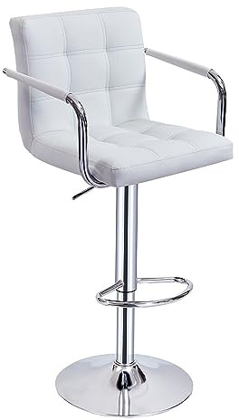 Panana Barstool with Armrest Mid Back Bar Stool for Pub Counter Home Kitchen Breakfast Swivel Chair (1 x Stool, White)