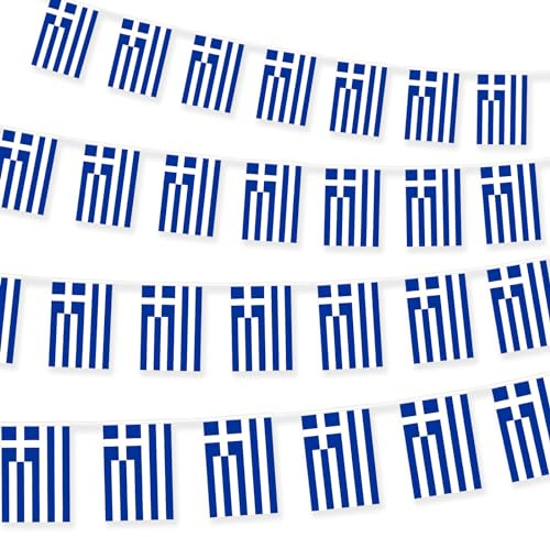 30pcs Greece Bunting Greek String flag Small Flags Mini flag Garland Decor
