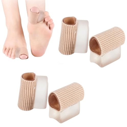 KARELLS Schlauchbandagen Silikon Zehenstrecker,Hallux Valgus Zehenspreizer,Zehenspreizer für Bunion Korrektur,Zehen Silikon Zehentrenner,für Ballenschmerzen und überlappende Zehen,4pcs