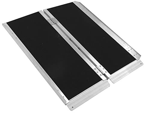 HOHXFYP Rollstuhlrampe, Tragbare, Rutschfeste Handicap Rampe mit Griff, Klappbare, Verbreiterte Türschwelle Aus Aluminiumlegierung, Rollerrampe, Hält Bis zu 600 Pfund