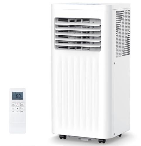 COWSAR 10,000 BTU Portable Air Conditioners, Portable AC Unit Cools Up to 450 Sq.ft with Remote, 4 Modes Room Air Conditioners with Digital Display/Swivel Wheels/Installation Kits/24H Timer, White