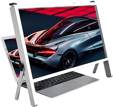 Laptop-Bildschirmlupe, Faltbarer 21-Zoll-Laptop-Computerhalter Ständer Physikalische Lupe, Bildschirmlupenhalter mit verstellbarem Winkeldesign, Weiß