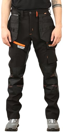 Softshell Cargo Workwear Trousers (UK, Waist & Inseam, 32, 32, Black)
