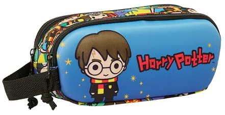 SAFTA Harry Potter 3D Doppelmäppchen für Kinder, ideal für Kinder im Schulalter, bequem und vielseitig, Qualität und Widerstandsfähigkeit, 21 x 6 x 8 cm, Blau/Mehrfarbig, Blau/Mehrfarbig, Estándar,