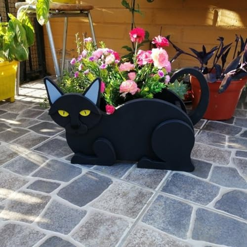 Niedlicher Katzen-Blumentopf für Gartendekoration, einzigartige Blumentöpfe, Harzbrett, Innen- und Außendekoration, Katzenform, Pflanzenbehälter, Halter für Sachen, Geschenk, kleine Katze
