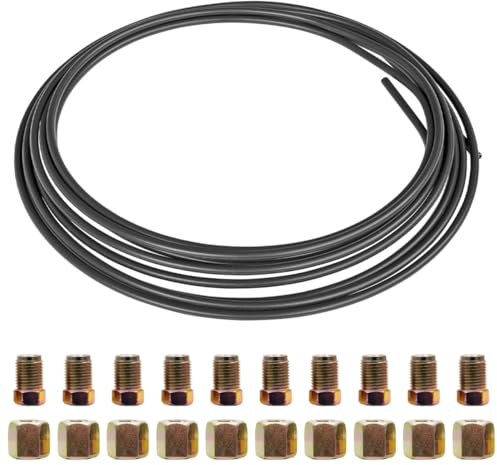 MOCNT 4,75mm Auto Bremsleitung 3/16 Bremsleitung mit Kupferbeschichtung PVF Bremsleitungsschlauch Bremsrohr Verbinder Auto Bremsleitungssatz Länge 7,62 Meter mit 20 Muttern