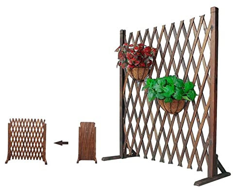 Sichtschutz-Teleskop-Gartenzaun - Mobiler Holzzaun für Hunde, freistehende Holzgitterpaneele für den Außenbereich, verwendet als Sichtschutzzaun/Klettergerüst für Pflanzen (160 x 120 cm)