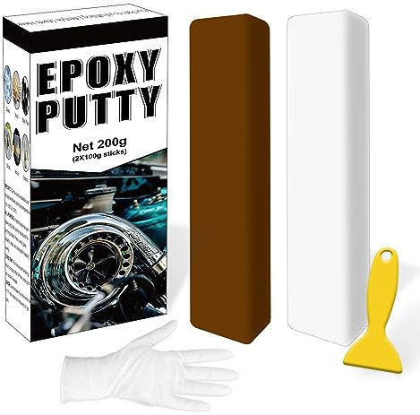 Mastic époxy 200 g, mastic métallique en 2 parties, mastic de réparation en plastique, verre, fissure d'évier en céramique pour une réparation et un collage rapides, résistant à la chaleur et étanche