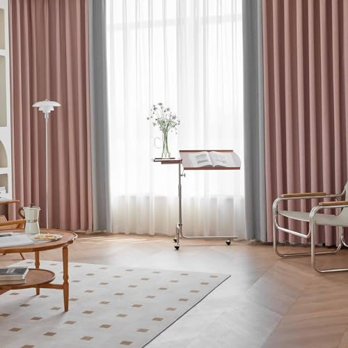 Thermovorhang Kälteschutz, Rosa Hellgrau Bicolor Patchwork Thermovorhänge mit Ösen zur Verdunkelung für Schlafzimmer86 x 115 cm