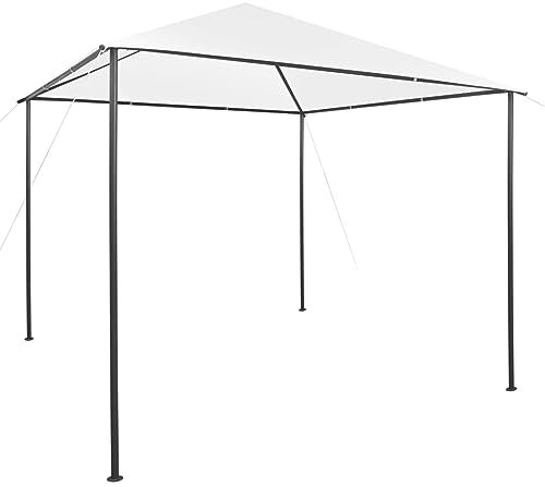 Homgoday Tonnelle 3x3x2,9 m Blanc 180 g/m², Tente de Réception Belvédère de Jardin, Gazebo Pavillon de Extérieur, Chapiteau pour Camping, Fête, Barbecue