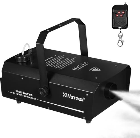 XWSTGEQ Máquina de humo de 1500 W con DMX, control remoto inalámbrico y temporizador. Máquina profesional de niebla impermeable al aire libre para DJs de escenario, Halloween, fiestas, conciertos y