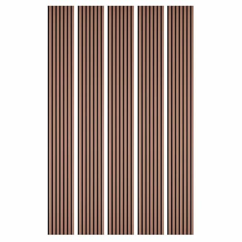 DECOON Mur TV - Lot de 5 Panneaux tasseaux Bois 250 x 30 x 1,9 cm - Terracotta/Feutrine Noir - 3,75m²