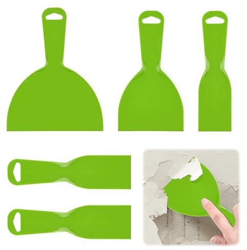 Flintronic 5 Stück Kunststoffspachtel, 5-in-1 Kunststoff Schaber, Schaber Set, Keramikschaber Spachtelmesser, Kittmesser Werkzeug, für 3D Drucker Harz Entfernung Spackeln Patchen(Grün)