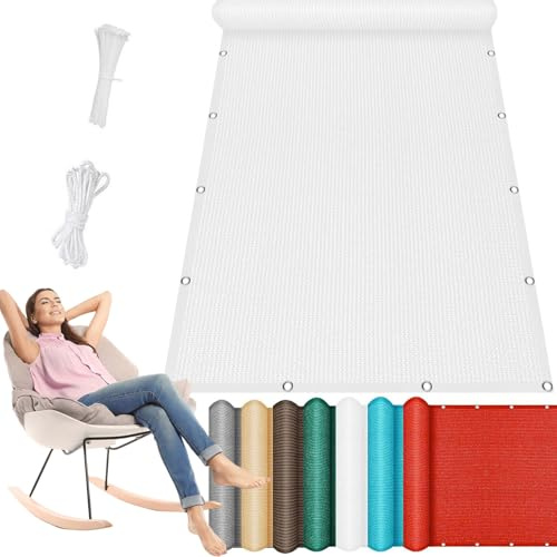 Vela Ombreggiante Quadrato 70 x 450 cm Protezione Solare Anti UV Rettangolare Telo Ombra per Balcone Antivento Rete con Fune e Occhiellato per Cortile Patio e Campeggio, Bianco