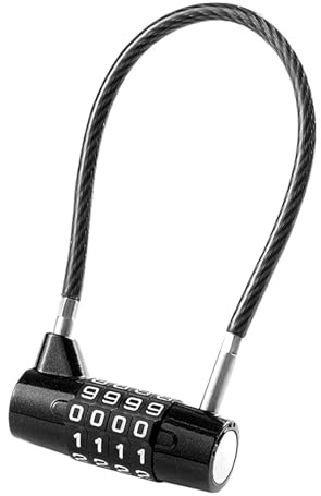 Candado de combinación de 4 dígitos de 5 mm de ancho con grillete de acero largo con código, cerradura de seguridad reajustable para gimnasio, taquilla, caja de herramientas, armario, equipaje