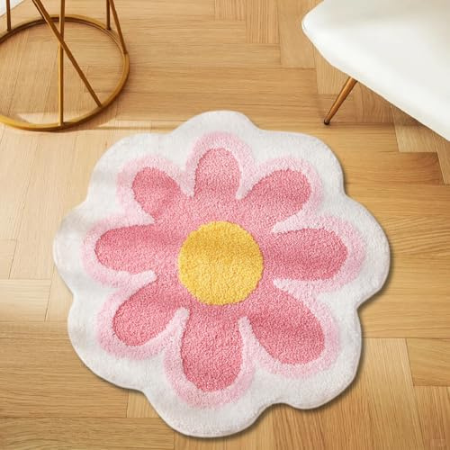 LOMUG Alfombra de baño, diseño de flores, suave y antideslizante, con alta higroscopicidad, alfombra de baño, alfombra de baño, alfombra para baño, cocina, salón, inodoro (40 cm, rosa)