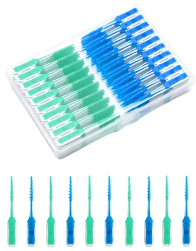 ACSKD 200 Pack Dental Picks,Soft Silicone interdental Brushes Braces Brush,Disposable Teeth Cleaning Tools Dental Floss Picks,Mix Colors