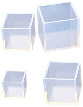 HoveeLuty Moldes de resina de cubo cuadrado grandes transparentes para bricolaje para resina epoxi, accesorios de manualidades, 4 piezas (20/25/35/50 mm) molde de silicona epoxi