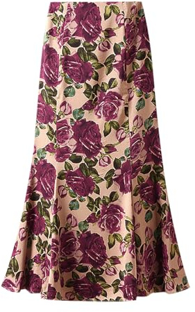 Jupe Boheme Femme Vintage- Jupe Portefeuille Taille Haute Imprimé Fleurs Décontracté Chic Et Élégants Coupe Slim Ourlet Fluide Confortable Passe-Partout Tempérament Automne Vacances Skirts