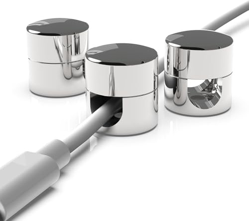 Auiremrti Lot de 3 supports de câbles en métal argenté - Ancrage de câbles - Organisateur de câbles en aluminium de qualité supérieure - Clips de câble autocollants 2 en 1 - Clip de gestion des câbles