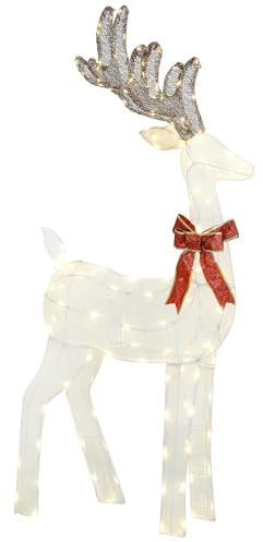 Outsunny LED Rentier Weihnachtsdeko mit 137 warmweißen LEDs Weihnachtsbeleuchtung Weihnachtsdekoration Weihnachtsfigur für Außen & Innen