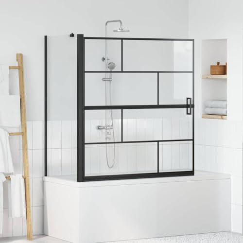 Mokuyary Paraguas de ducha de baño negro y transparente, 116 x 68 x 128 cm, mampara de ducha para mampara de ducha, mampara de ducha, mampara de cristal para cuarto de baño, A2