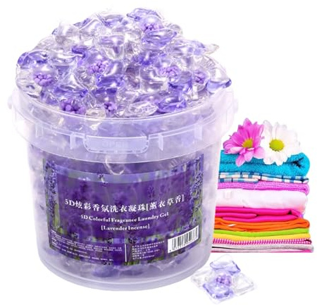 Lot de 100 dosettes de savon à lessive parfumées, adoucissant concentré, protection des couleurs, capsules de lavage – Pour enlever la saleté, l'huile, la graisse, l'encre, le manteau, le pantalon, la