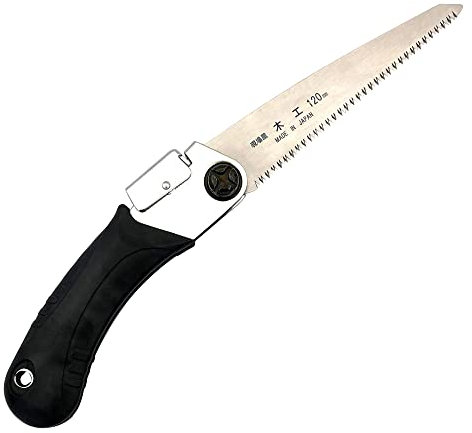 ISHINOKO mini scie japonaise pliante - 120mm de lame de 0.7mm d'épaisseur - fixation de 2 angles - made in Japan - portabilité camping - femmes et enfants - manipulation simple