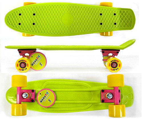 MAXOfit Mini Skateboard Retro Cruiser 55 cm (22 Zoll) in tollen Farben für Anfänger und Fortgeschrittene (California)