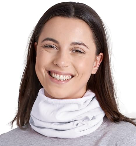 Tough Headwear Winter Neck Gaiters For Men & Women - Fleece Neck Gaiter Snood - Fleece Neck Warmer Snoods - Mens and Womens Ski Gaiter Neck Scarf - Reversible - White