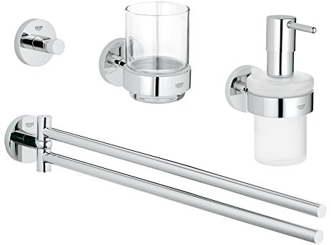 Grohe Bad-Set 4 in 1 Essentials, 1 Stück, 40846001 Rund (Chrom)