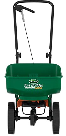 Scotts Turf Builder EdgeGuard Mini Broadcast Spreader - Spreads Grass Seed, Fertilizer and Salt - Holds up to 5,000 sq. ft. of Scotts Grass Seed or Fertilizer Products