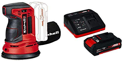 Einhell 4462010 Lijadora Excentrica Electronica TE-RS 18 li, 0 W, 18 V, Rojo + 4512040 Kit con Cargador batería de Repuesto, tiempo de carga: 30 Minutos