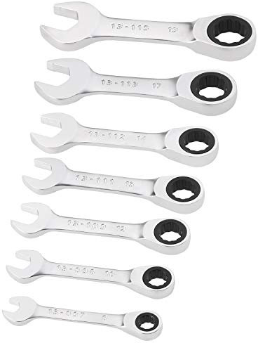 Stanley Fatmax kurzes Schraubenschlüssel-Set mit Ratsche (7-teiliges Ring-Maulschlüsselset, für vielfältige Schraubarbeiten im Haus, Werkstatt oder am Auto, Motorrad) FMMT82900-0