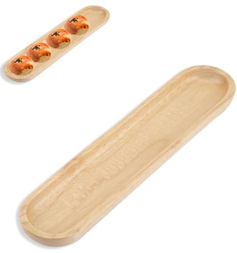 Plateaux de Service en Bois Massif, 10.63in Narrow Long Trays Sushi Dishes Dinner Trays Serving Dish Snack Plates for Steak, Food, Appetizer
