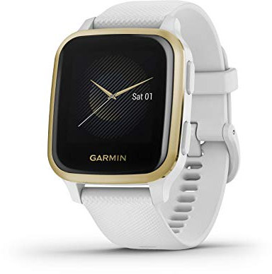 Garmin Venu Sq, GPS Smartwatch with Bright Touchscreen Display, Up to 6 Days of Battery Life, Light Gold and White