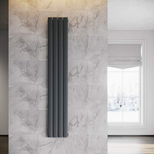 SONNI Heizkörper Flach Vertikal Anthrazit 1800x308mm Design Paneelheizkörper Einlagig Flachheizkörper Mittelanschluss Heizung