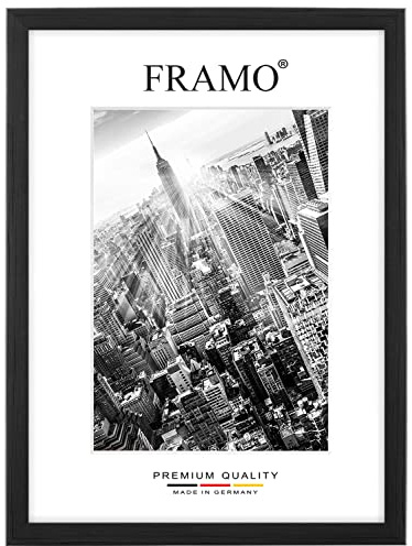 FRAMO Cadre photo en bois 69 x 48 cm sur mesure - Pin Noir | Taille sélectionnable | verre acrylique antireflet | Cadre pour Puzzle | Photos | affiche