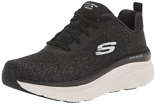 Skechers Damen D'Lux Walker Daily Beauty Sneaker, Black Knit/White Trim, 41 EU