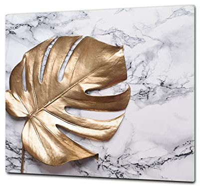 Asse da cucina in VETRO temperato – Tagliere in vetro – pezzo UNICO (60x52 cm) o DUE pezzi (30x52 cm ognuno); D31 Serie di foglie tropicali