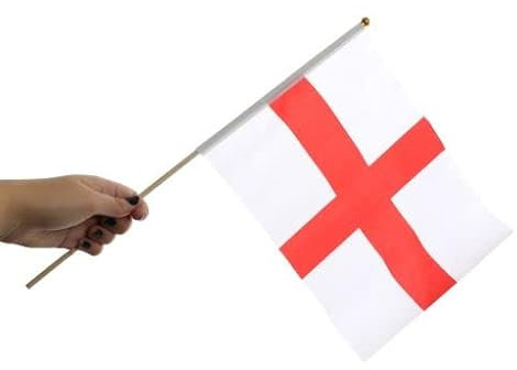 Banderas de Inglaterra - Paquete de 10 banderas inglesas de poliéster para la Copa del Mundo y el Día de San Jorge